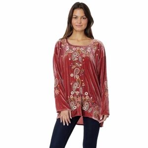 Johnny Was BIYA Lori Silk Floral Blouse in Rosewood